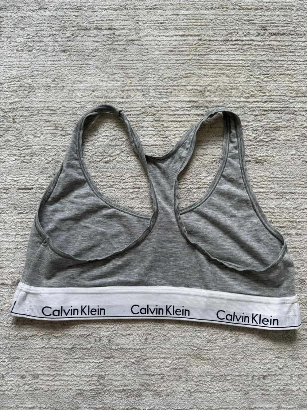 Calvin Klein Grey Racerback Sports Bra with Logo Underband